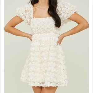 White floral puffy dress